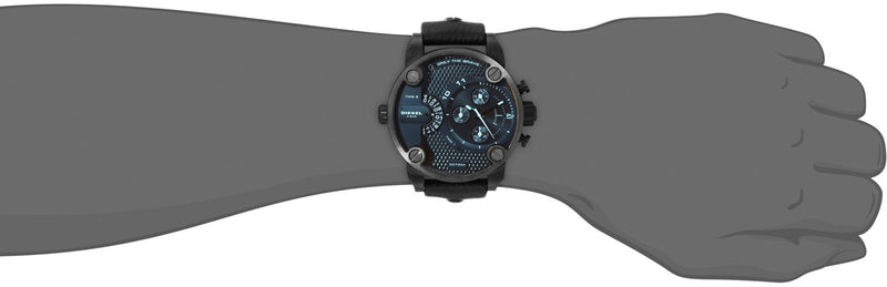 Diesel Little Daddy Black Dial Black Leather Strap Watch For Men - DZ7334 Buy Now By Diesel