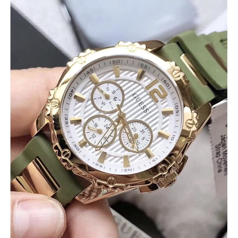 Guess Interpid 2 Golden Dial Two Tone Silicon Strap Watch For Women - W0325L5 Buy Now By Guess