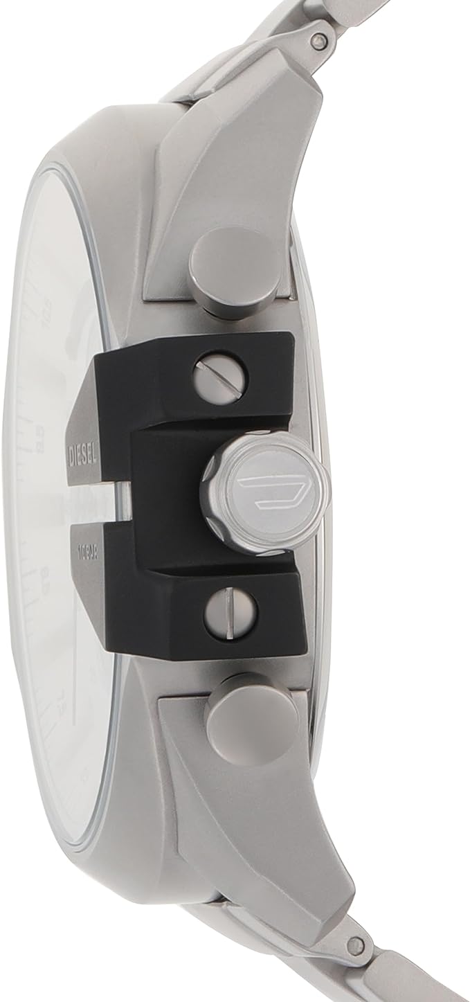 Diesel Mega Chief Chronograph Silver Dial Silver Steel Strap Watch For Men - DZ4501 Buy Now By Diesel