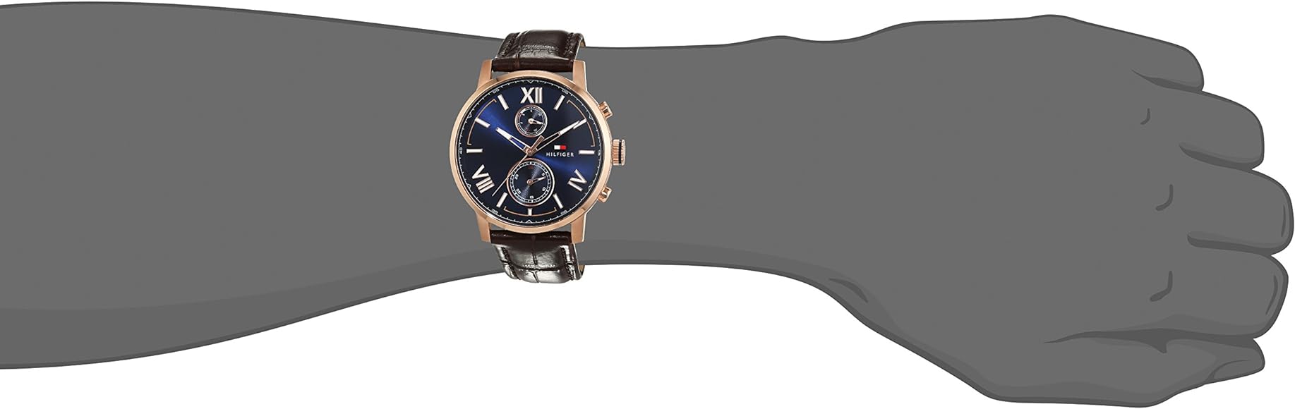 Tommy Hilfiger Aiden Quartz Blue Dial Brown Leather Strap Watch for Men - 1791308