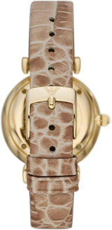 Emporio Armani Gianni T Bar Crystals Silver Dial Brown Leather Strap Watch For Women - AR11518 Buy Now By Emporio Armani