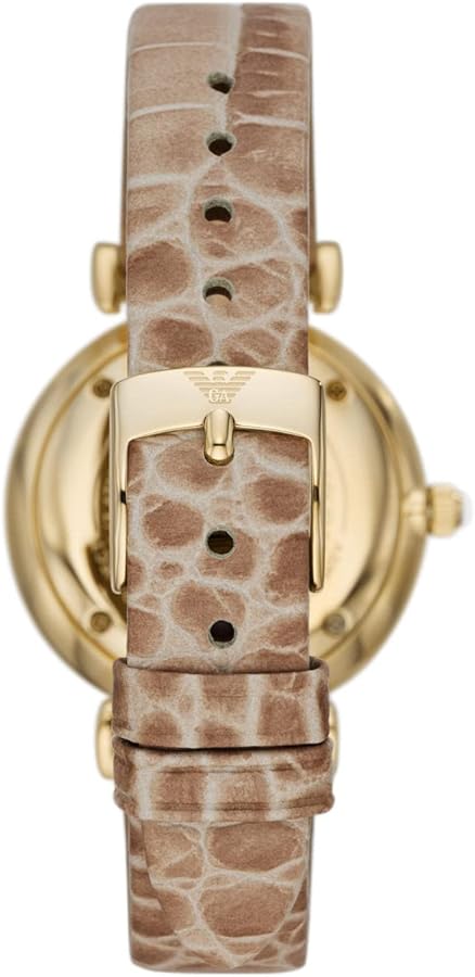 Emporio Armani Gianni T Bar Crystals Silver Dial Brown Leather Strap Watch For Women - AR11518 Buy Now By Emporio Armani