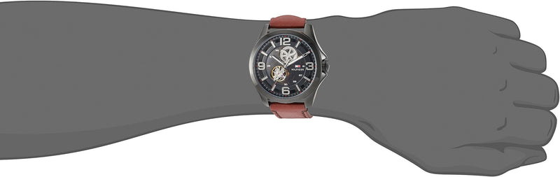 Tommy Hilfiger Bruce Automatic Black Dial Brown Leather Strap Watch for Men - 1791280 Buy Now By Tommy Hilfiger