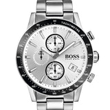 Hugo Boss Rafale Competitive Sport Chronograph Silver Dial Silver Steel Strap Watch for Men - 1513511