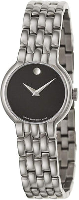 Shop Movado Veturi Quartz Black Dial Silver Steel Strap Watch for Women - 0606338 in USA