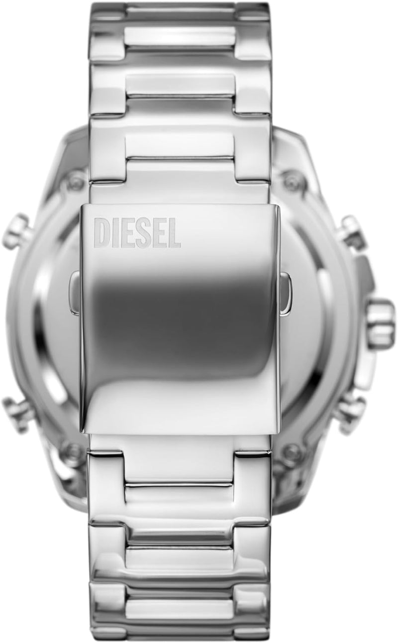 Diesel Mega Chief Chronograph Blue Dial Silver Steel Strap Watch For Men - DZ4417 Buy Now By Diesel