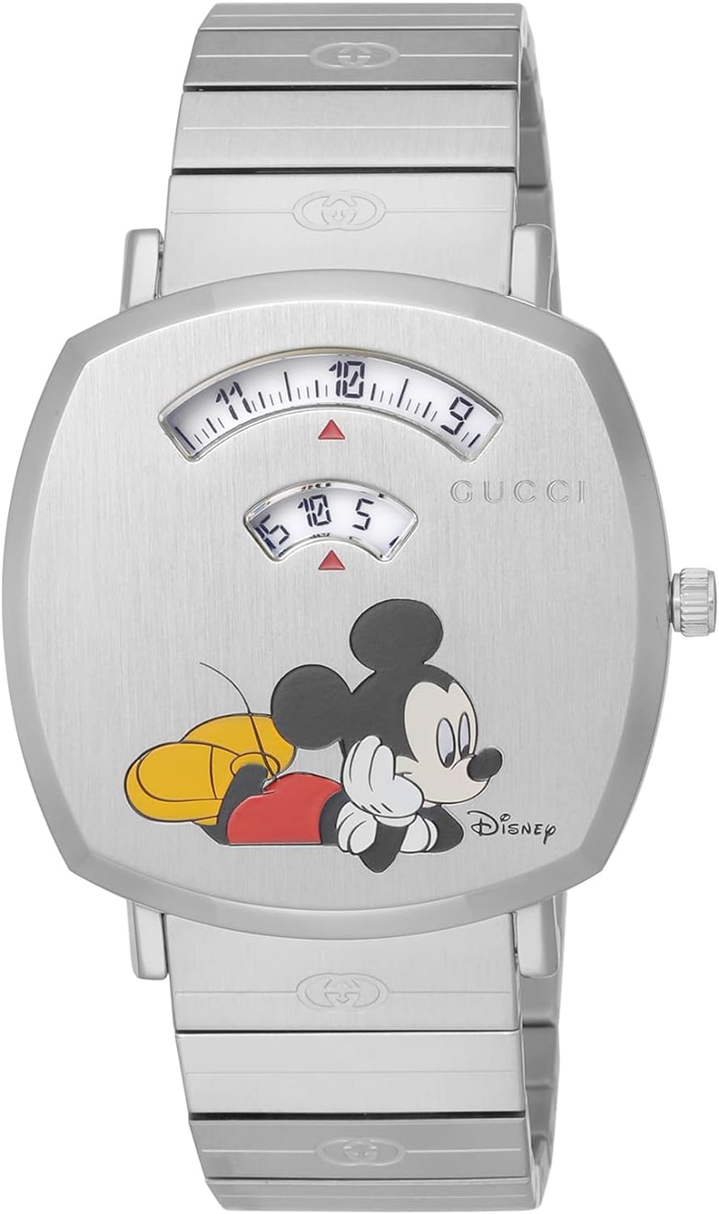 Shop Gucci Grip Disney Mickey Mouse Silver Dial Silver Steel Strap Watch For Women - YA157418 in USA