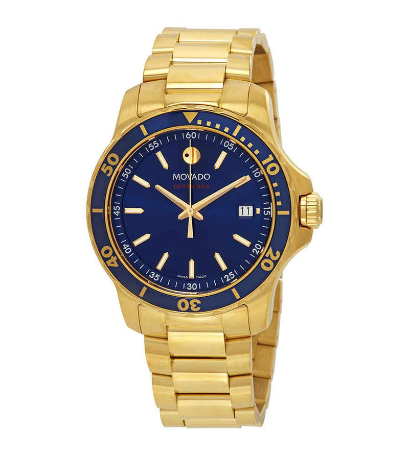 Shop Movado Series 800 Blue Dial Gold Steel Strap Watch For Men - 2600144 in USA