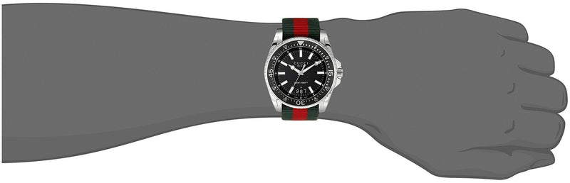 Shop Gucci Dive Black Dial Two Tone NATO Strap Watch For Men - YA136206 in USA