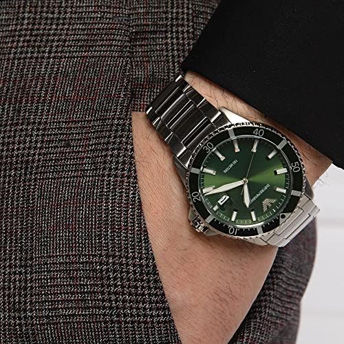 Emporio Armani Three Hand Green Dial Silver Steel Strap Watch For Men - AR11338 Buy Now By Emporio Armani