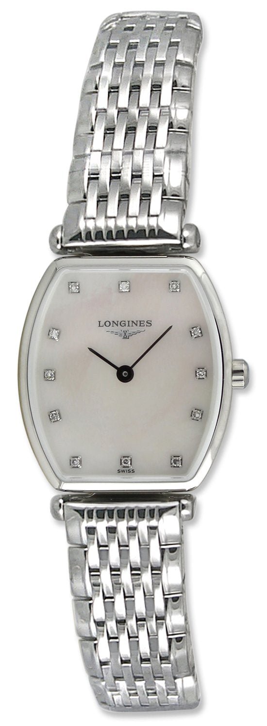 Shop Longines La Grande Classique de Longines Tonneau White Dial Silver Steel Strap Watch for Women - L4.205.4.87.6 in USA