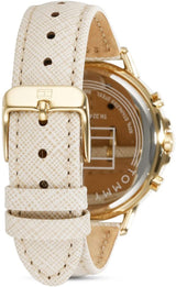 Shop Tommy Hilfiger Carly Silver Dial Cream Leather Strap Watch for Women - 1781790 in USA