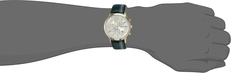Emporio Armani Renato Chronograph Silver Dial Green Leather Strap Watch For Men - AR11233 Buy Now By Emporio Armani