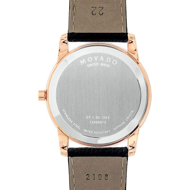 Movado Museum Classic Black Dial Black Leather Strap Watch For Men - 607060 Buy Now By Movado