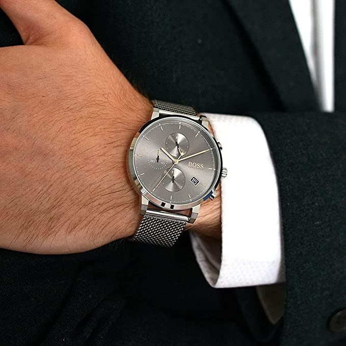 Hugo Boss Integrity Grey Dial Silver Mesh Bracelet Watch for Men - 1513807 Buy Now By Hugo Boss