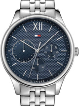 Shop Tommy Hilfiger Damon Chronograph Blue Dial Silver Steel Strap Watch for Men - 1791416 in USA