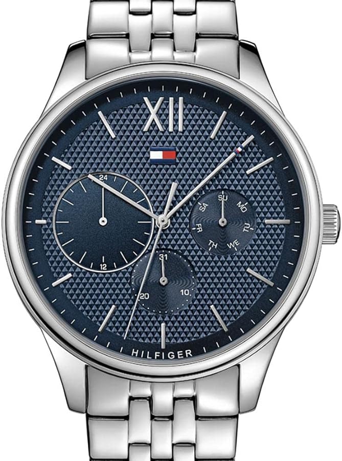 Shop Tommy Hilfiger Damon Chronograph Blue Dial Silver Steel Strap Watch for Men - 1791416 in USA