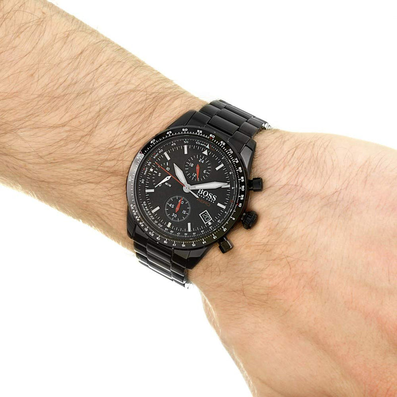 Shop Hugo Boss Aero Black Dial Black Steel Strap Watch for Men - 1513771 in USA