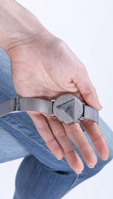 Guess Iconic Diamonds Silver Dial Silver Mesh Bracelet Watch For Women - GW0477L1 Buy Now By Guess