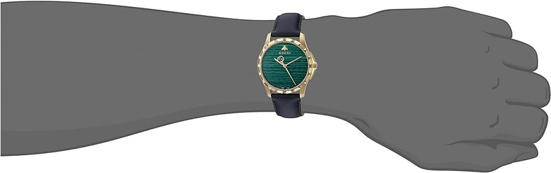 Shop Gucci Le Marche Des Merveilles Quartz Green Dial Black Leather Strap Watch For Women - YA126463 in USA