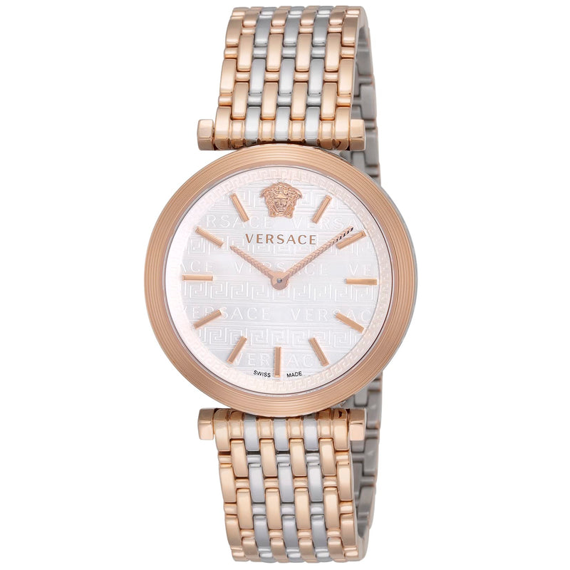 Versace V-Twist White Dial Two Tone Mesh Bracelet Watch for Women - VELS00719 Buy Now By Versace