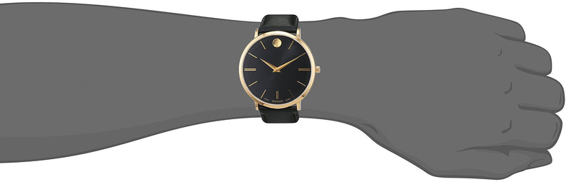 Movado Ultra Slim Black Dial Black Leather Strap Watch For Men - 0607087 Buy Now By Movado