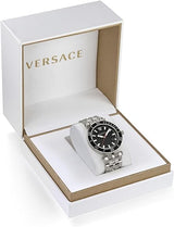 Versace Greca Sport Quartz Black Dial Silver Steel Strap Watch For Men - VEZ300321 Buy Now By Versace