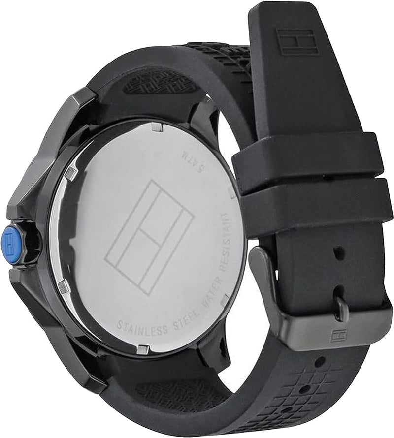 Shop Tommy Hilfiger Sport Multifunction Black Dial Black Rubber Strap Watch for Men - 1790983 in USA
