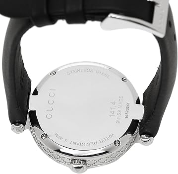 Shop Gucci Diamantissima Diamonds Black Dial Black Leather Strap Watch For Women - YA141403 in USA