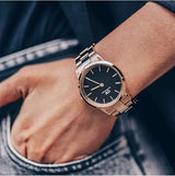 Daniel Wellington Iconic Link Black Dial Rose Gold Steel Strap Watch for Women - DW00100210 Buy Now By Daniel Wellington