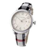 Shop Burberry Classic Stone Silver Dial Horseberry Black Leather Strap Watch for Women - BU10103 in USA