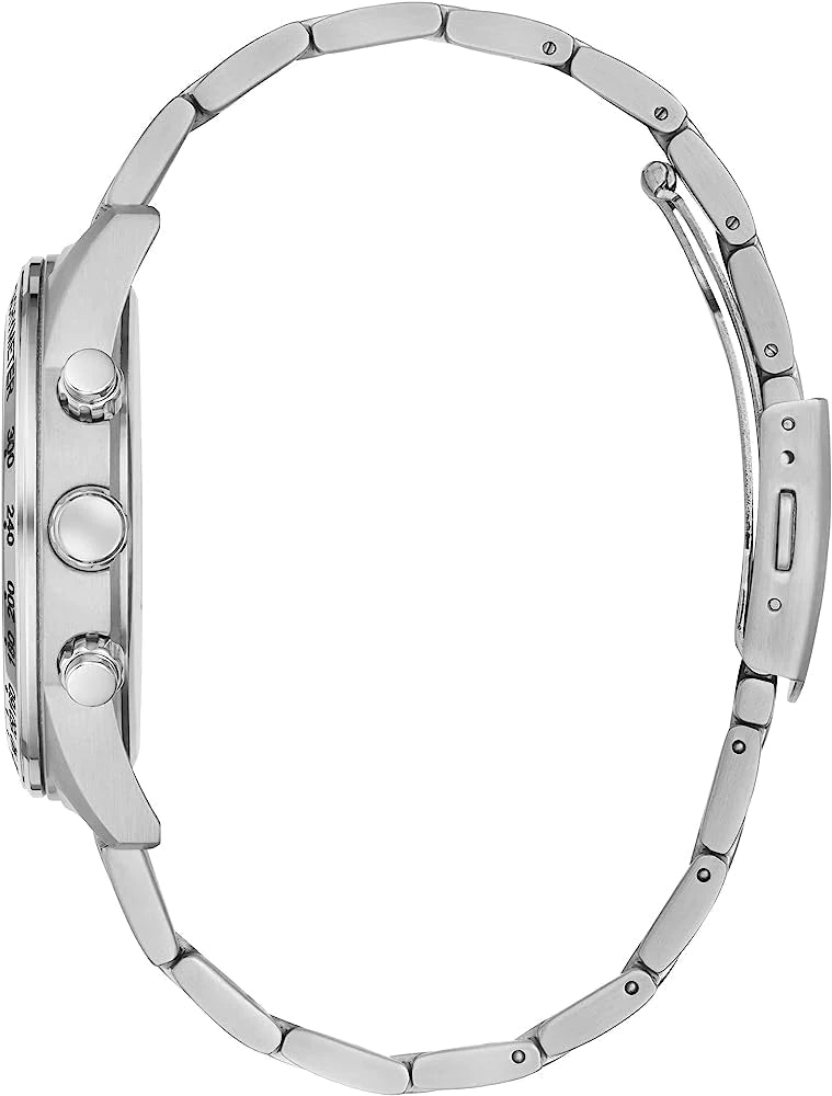 Shop Guess Commander Chronograph Black Dial Silver Steel Strap Watch for Men - GW0056G1 in USA