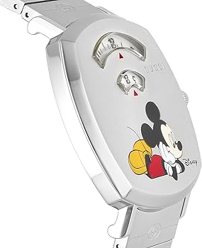 Shop Gucci Grip Disney Mickey Mouse Silver Dial Silver Steel Strap Watch For Women - YA157418 in USA