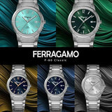 Shop Salvatore Ferragamo F-80 Classic Tiffany Blue Dial Silver Steel Strap Watch for Men - SFDT02323 in USA