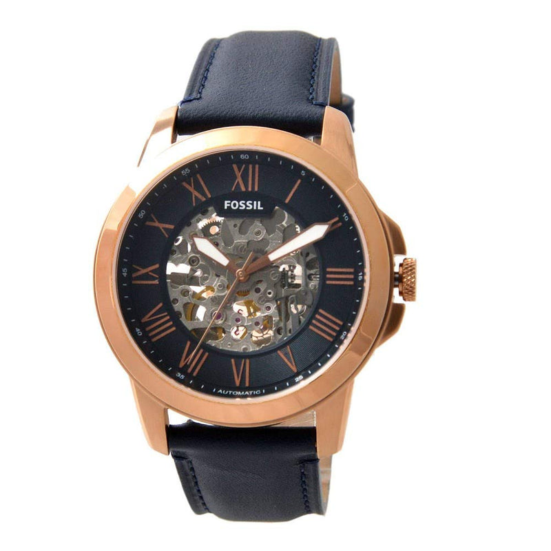 Fossil Grant Automatic Skeleton Blue Dial Blue Leather Strap Watch for Men - ME3102 Buy Now By Fossil