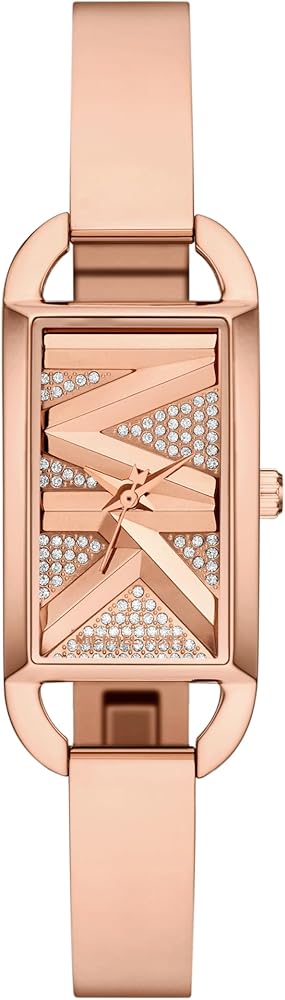 Shop Michael Kors Empire Pavé Analog Rose Gold Dial Rose Gold Steel Strap Watch for Women - MK4858 in USA