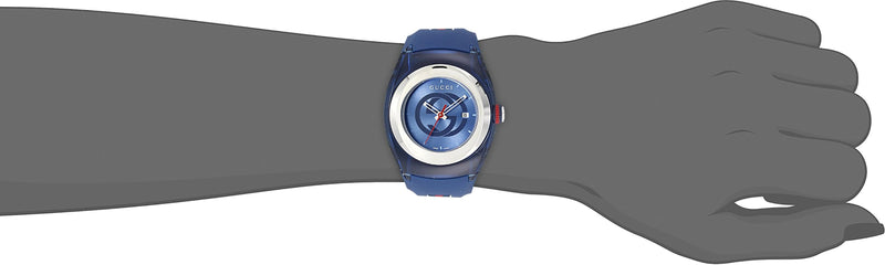 Shop Gucci Sync Quartz Blue Dial Blue Rubber Strap Watch For Men - YA137304 in USA