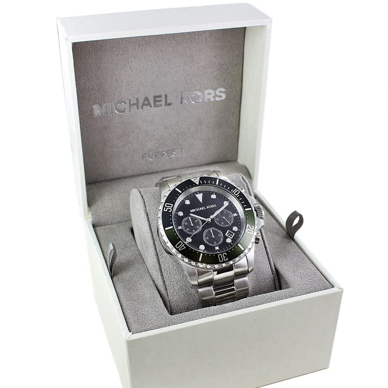 Michael Kors Everest Chronograph Black Dial Silver Steel Strap Watch For Men - MK8976 Buy Now By Michael Kors