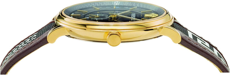 Versace V-Circle Quartz Black Dial Brown Leather Strap Watch for Men - VEBQ01619 Buy Now By Versace