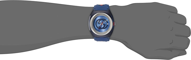 Shop Gucci Sync XXL Quartz Blue Dial Blue Rubber Strap Watch For Men - YA137104 in USA