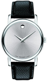 Movado Museum Quartz Silver Dial Black Leather Strap Watch For Men - 2100001 Buy Now By Movado