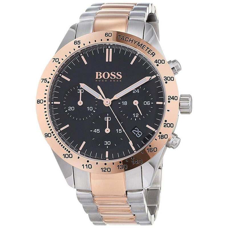 Shop Hugo Boss Talent Black Dial Two Tone Steel Strap Watch for Men - 1513584 in USA