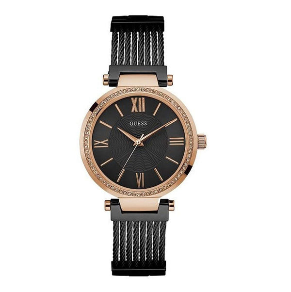Guess Soho Diamonds Black Dial Black Mesh Bracelet Watch for Women - W0638L5 Buy Now By Guess