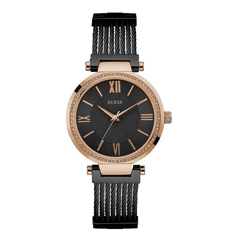 Guess Soho Diamonds Black Dial Black Mesh Bracelet Watch for Women - W0638L5 Buy Now By Guess