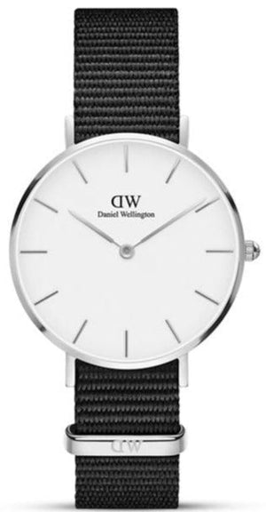 Daniel Wellington Classic Petite Cornwall White Dial Black NATO Strap Watch For Women - DW00100254
