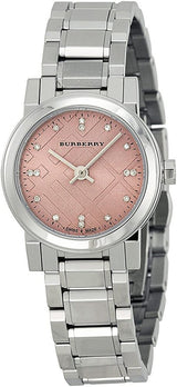 Shop Burberry The City Diamonds Pink Dial Silver Steel Strap Watch for Women - BU9223 in USA