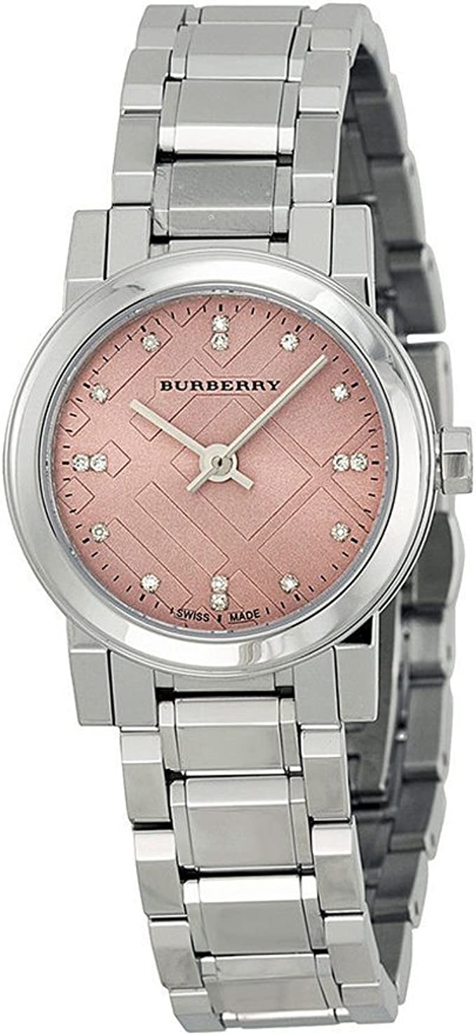 Shop Burberry The City Diamonds Pink Dial Silver Steel Strap Watch for Women - BU9223 in USA