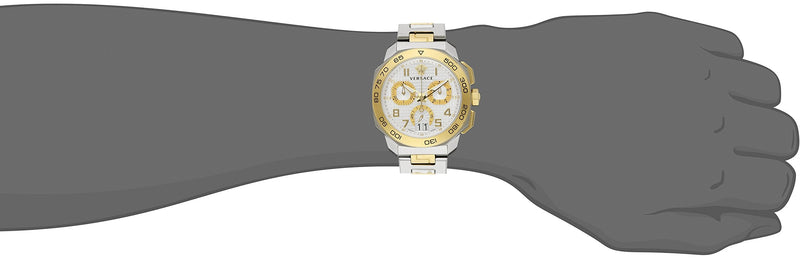 Versace Dylos Chronograph Silver Dial Two Tone Steel Strap Watch for Men - VQC030015 Buy Now By Versace