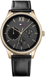 Shop Tommy Hilfiger Damon Quartz Black Dial Black Leather Strap Watch for Men - 1791419 in USA