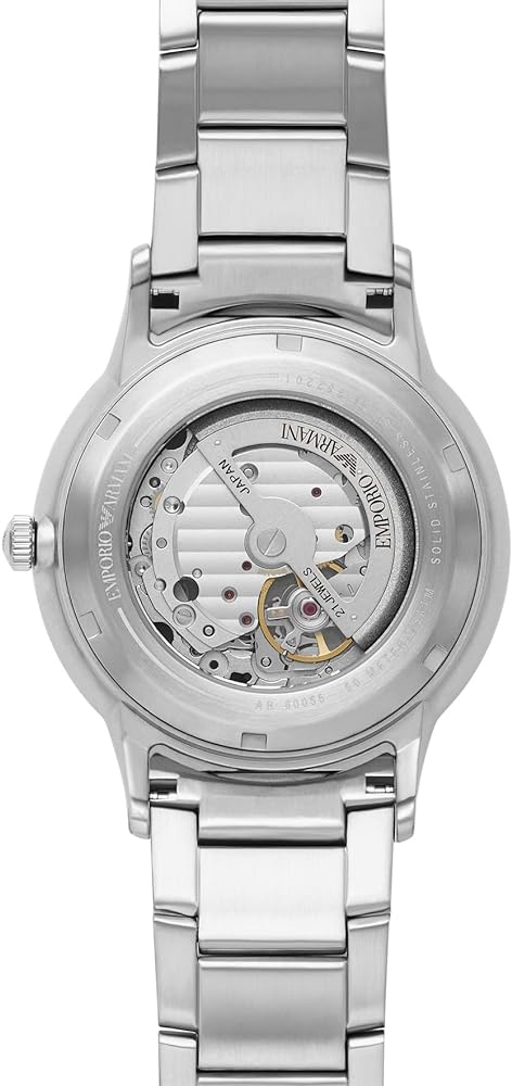 Emporio Armani Meccanico Automatic Black Dial Silver Steel Strap Watch For Men - AR60055 Buy Now By Emporio Armani
